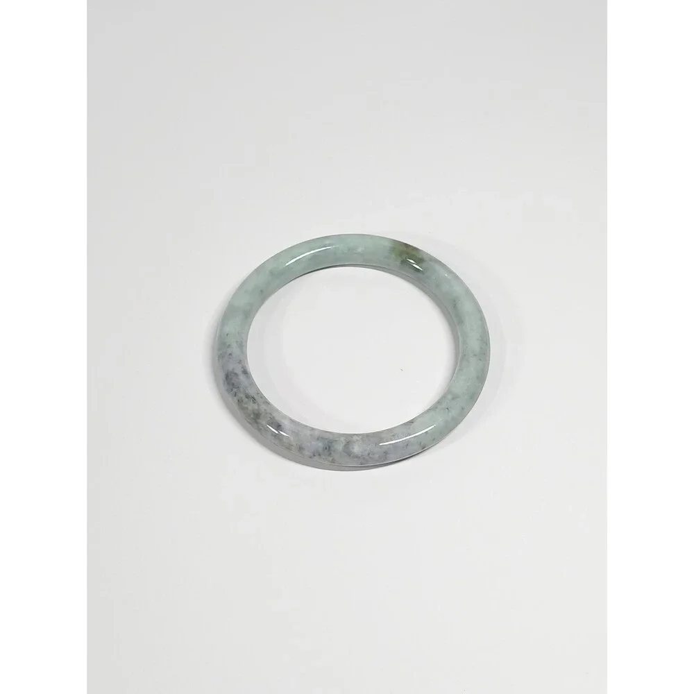 Jadeite Jade Bangle Bracelet Light Green Grey ~2.5